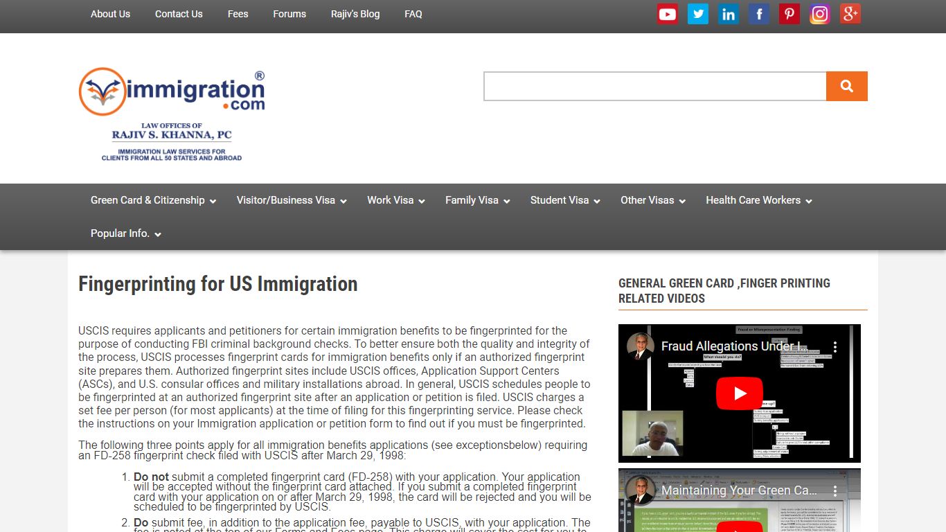 Fingerprinting for US Immigration | Immigration.com