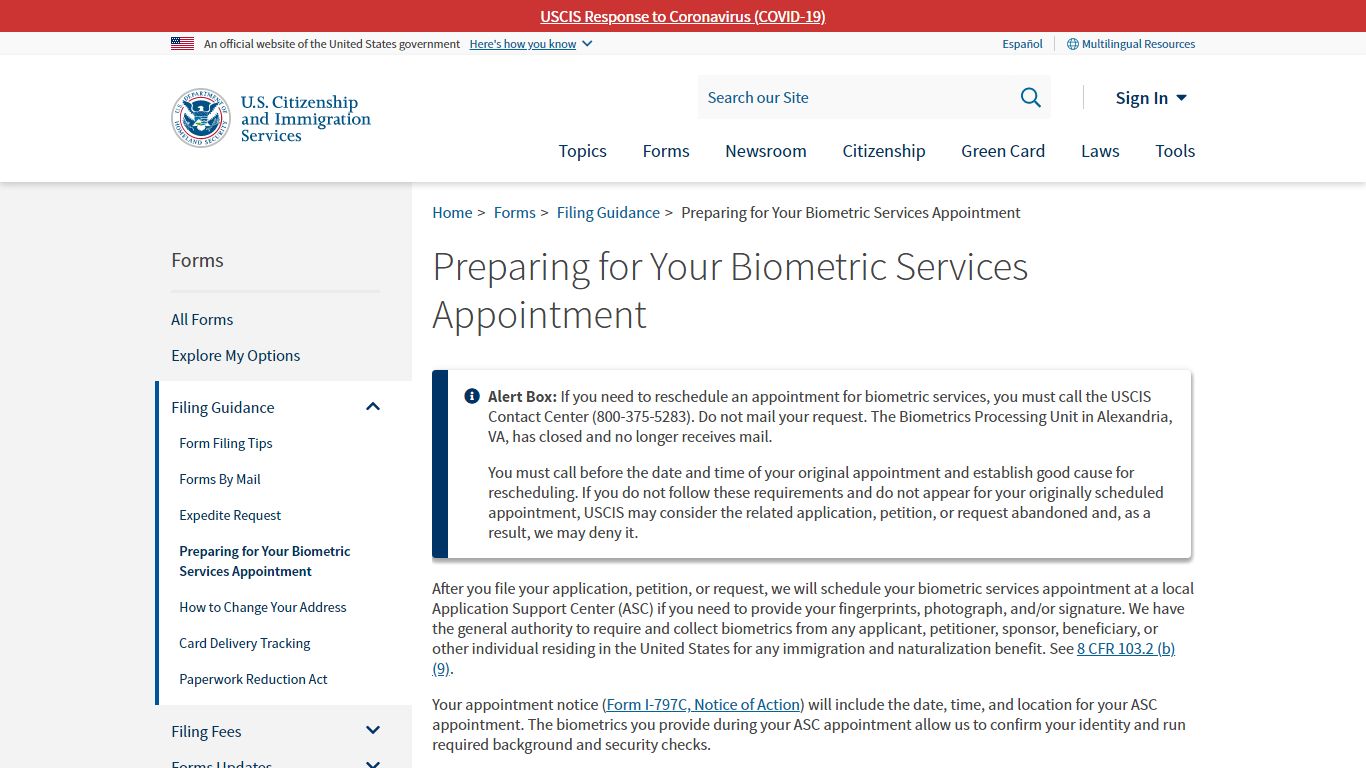 Preparing for Your Biometric Services Appointment | USCIS